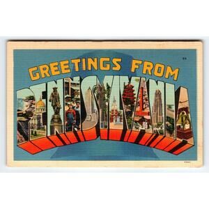 Vintage Greetings from Pennsylvania Linen Postcard by Pittsburgh News Co.